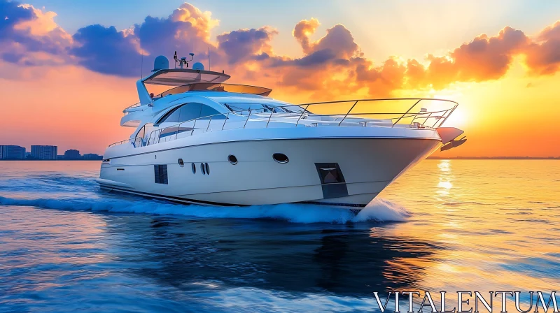 AI ART Elegant Yacht on Calm Waters at Sunset