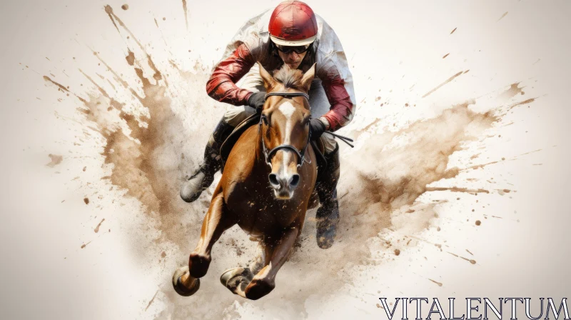 Jockey and Horse in Explosive Pigmentation - Horse Racing Art AI Image