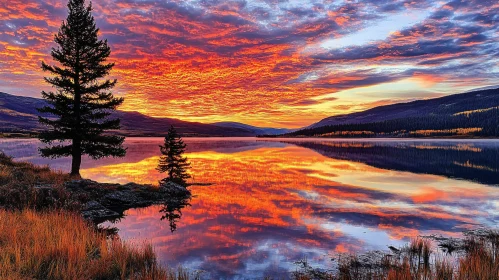 Mesmerizing Sunset over Mountain Lake