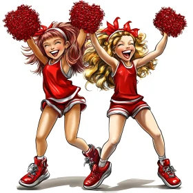 Energetic Cheerleaders with Pom-Poms