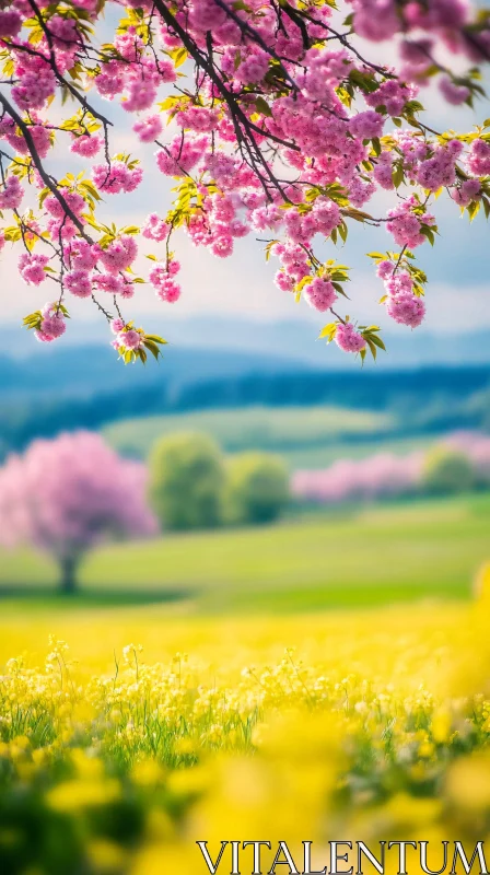 AI ART Vibrant Spring Blossoms in a Serene Meadow