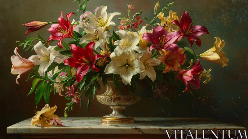 AI ART Artistic Floral Arrangement of Lilies