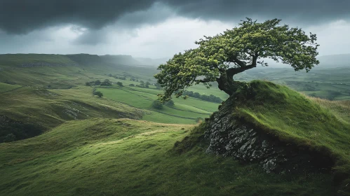 Serene Lone Tree on a Hill