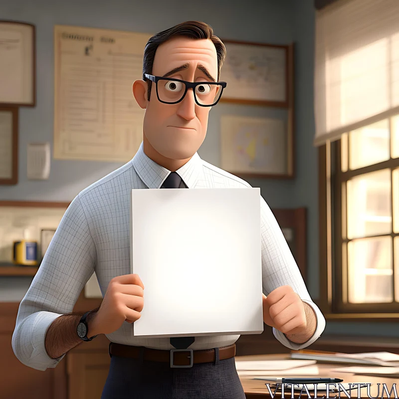 Concerned Animated Office Worker AI Image