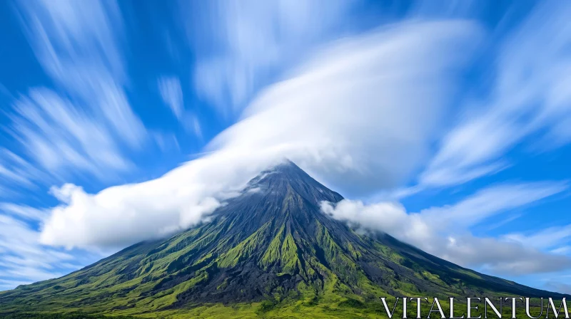 AI ART Scenic Mountain with Expansive Clouds