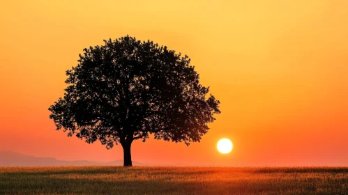 Golden Hour Tree Silhouette