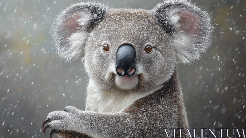 Koala Portrait in Snow AI Image