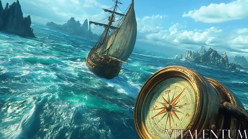 Maritime Adventure Through Rough Waters AI Image