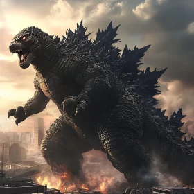 Colossal Godzilla Dominates Urban Scene