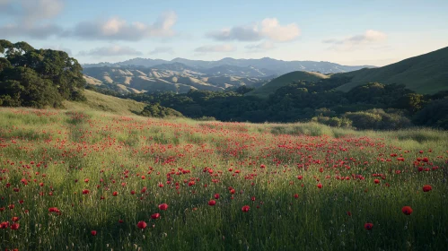 Vibrant Red Poppies in a Green Meadow