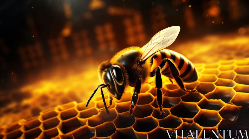 Bee Resting on Honeycomb: An urbanistic touch to nature AI Image