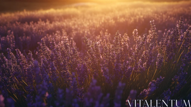 Sunlit Lavender Field during Sunset AI Image