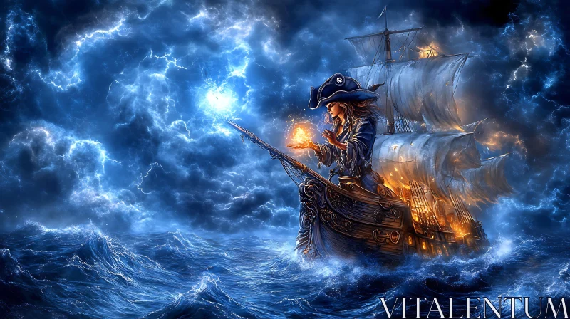 Stormy Seas and Magical Voyage AI Image