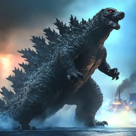 Epic Godzilla Monster Scene in City