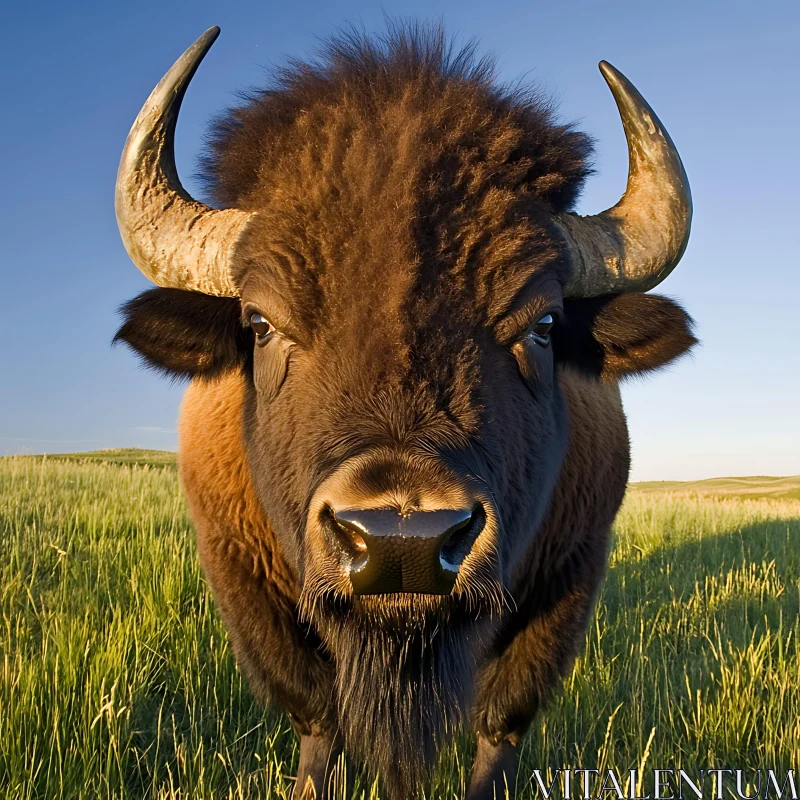 Bison Portrait in Natural Habitat AI Image