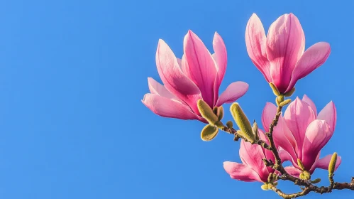 Magnolia Flowers Blooming in Spring