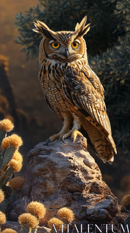 Serene Owl in Natural Habitat AI Image