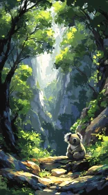 Koala in a Sunlit Forest