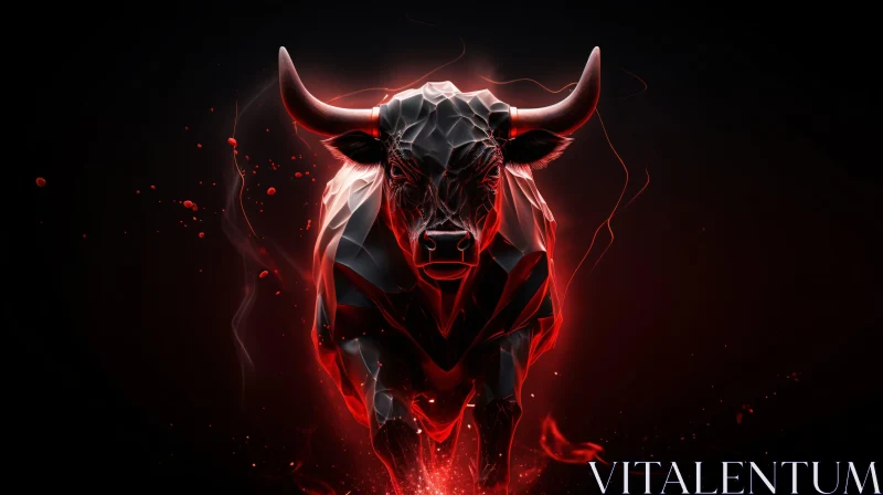 Energetic Bull in Abstract Geometric Art AI Image