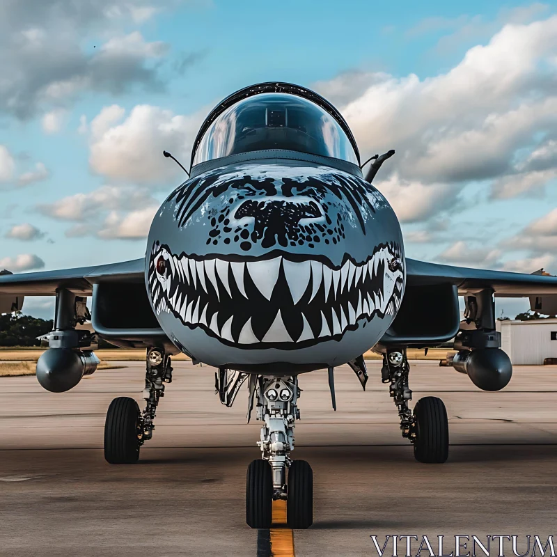 Fierce Military Jet with Painted Nose AI Image