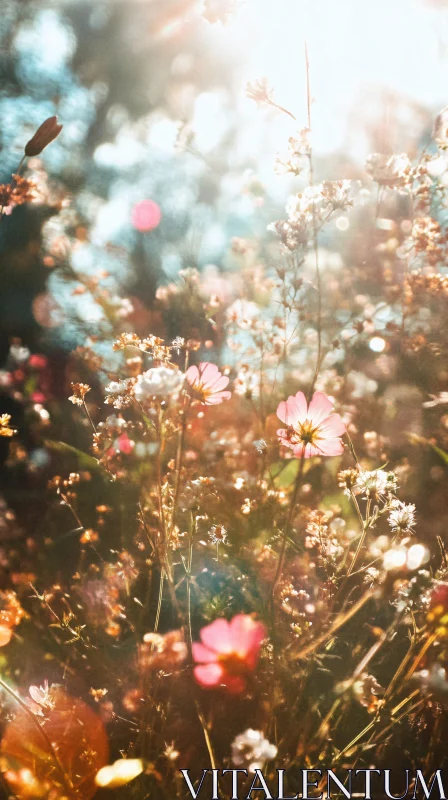 AI ART Flowers in Sunlit Meadow