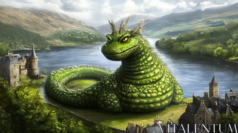 AI ART Enchanting Dragon by the River