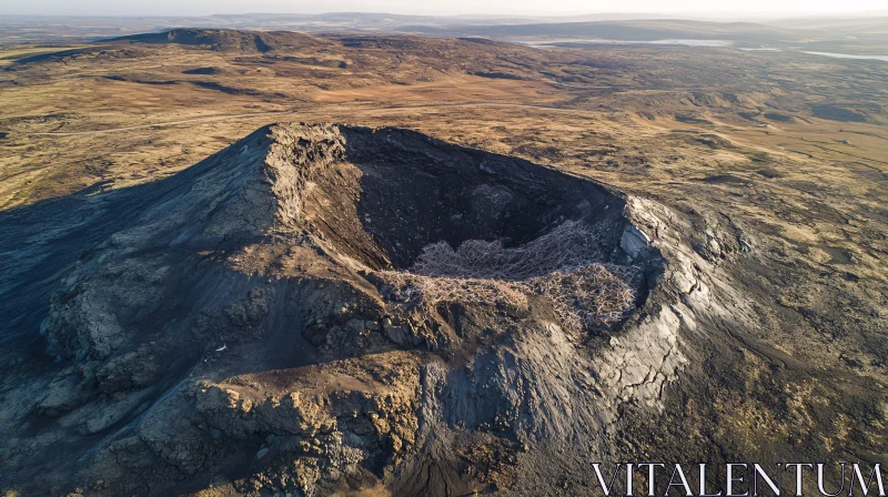 AI ART Expansive Landscape Surrounding a Dormant Volcano