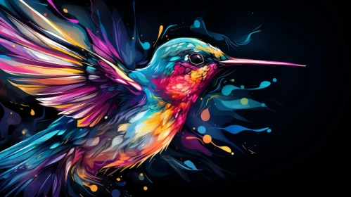 Colorful Hummingbird Illustration: A Fusion of Styles