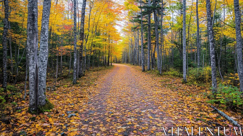 Autumn Birches in a Peaceful Forest AI Image