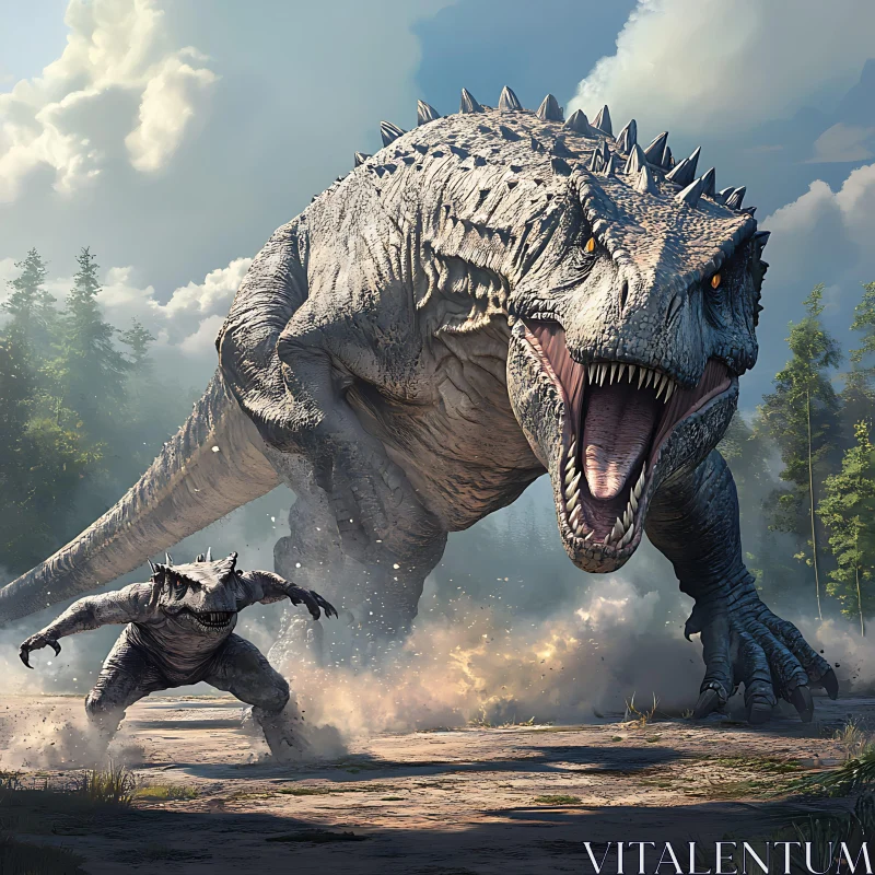 AI ART Fearsome Tyrannosaurus Rex Roaring in Jungle