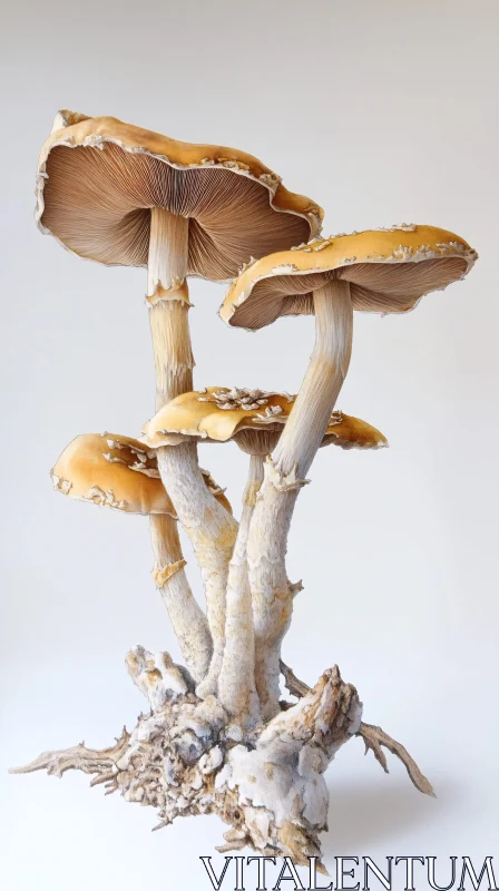 Detailed Mushroom Cluster with White Background AI Image