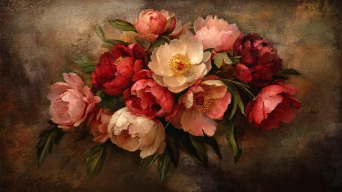 Peonies Bouquet Oil Painting