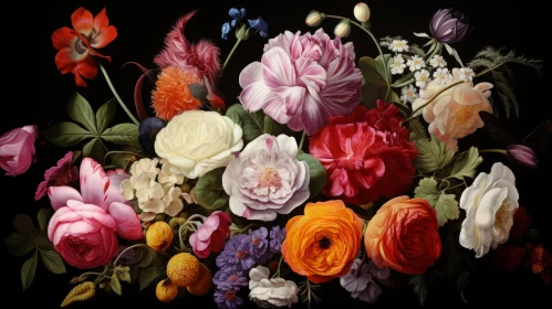 Baroque Inspired Floral Painting with Rich Color Schemes