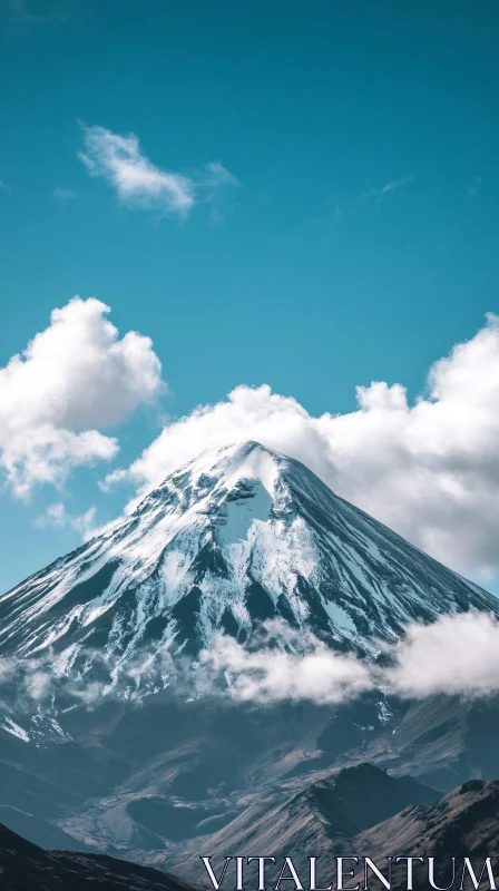 Stunning Mountain Peak with Clouds AI Image