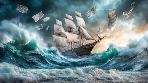 Sailing Vessel in a Turbulent Sea