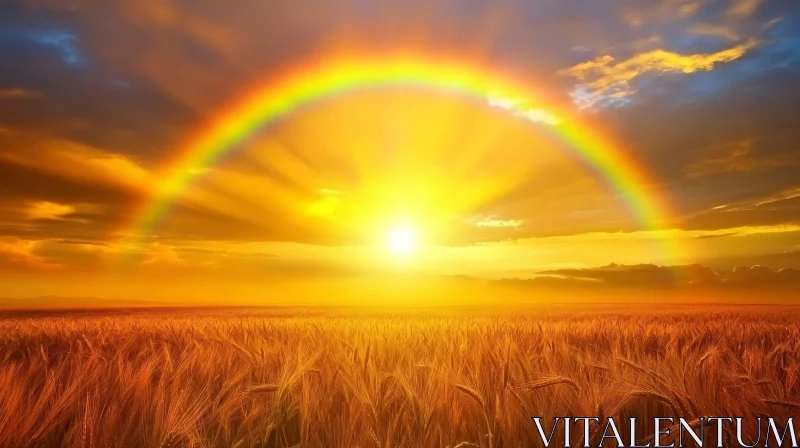 AI ART Radiant Rainbow and Sunset Above a Wheat Field