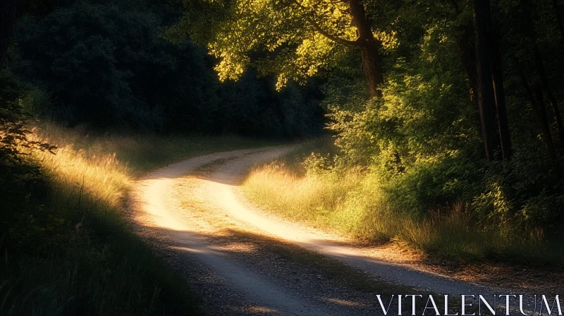 Sunlit Woodland Trail AI Image