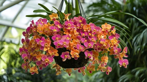 Vibrant Hanging Basket of Orchids