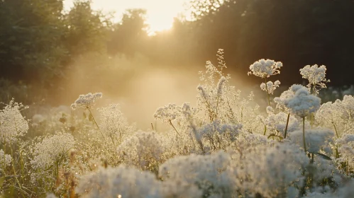 Morning Light Over Serene Flower Field