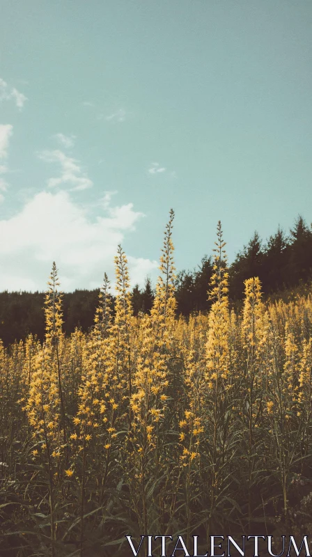 AI ART Serenity in Bloom: Yellow Wildflowers in Nature