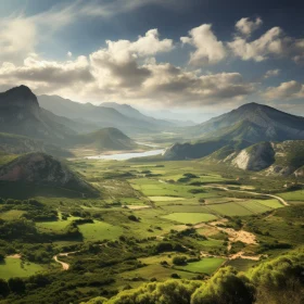 Majestic Grassy Valley with Soft Atmospheric Lighting