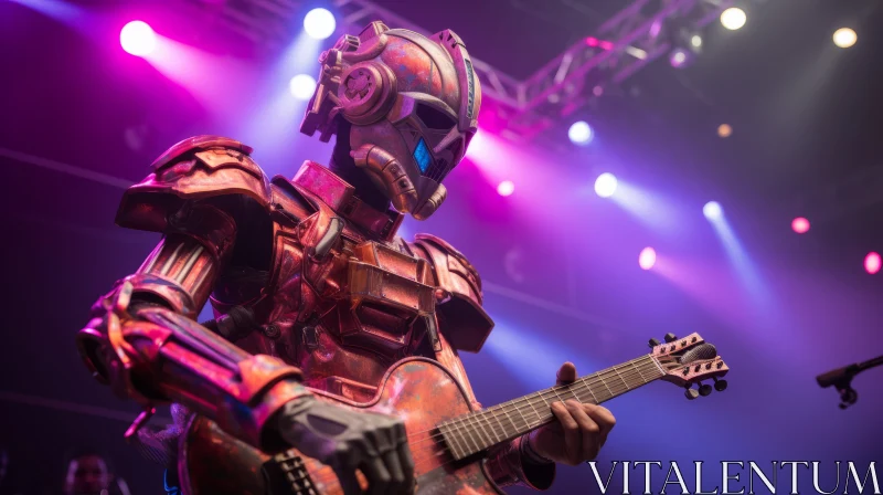 Robot Guitarist at Concert - A Sci-Fi Spectacle AI Image