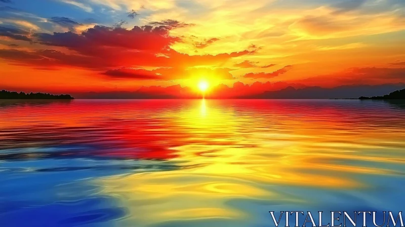 AI ART Enchanting Sunset with Colorful Sky Reflections