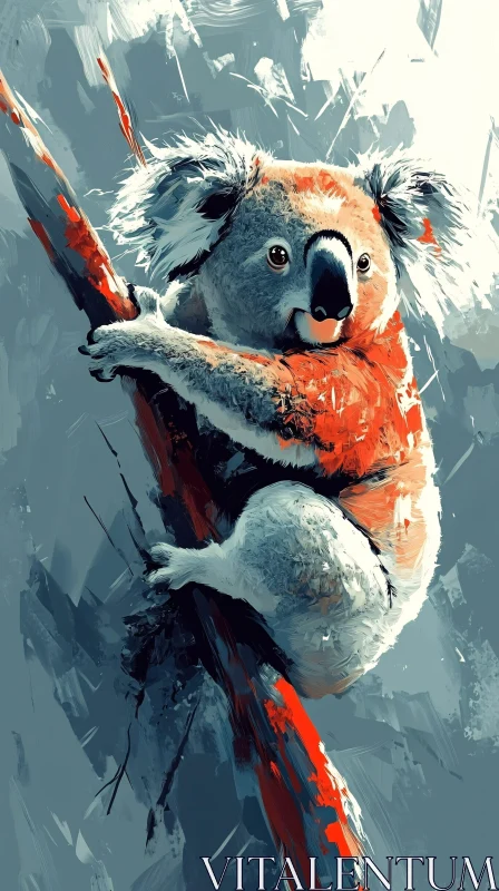 Painterly Koala in Nature AI Image