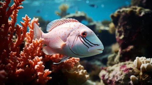 Underwater Beauty: A Pink Fish Among Coral Reefs