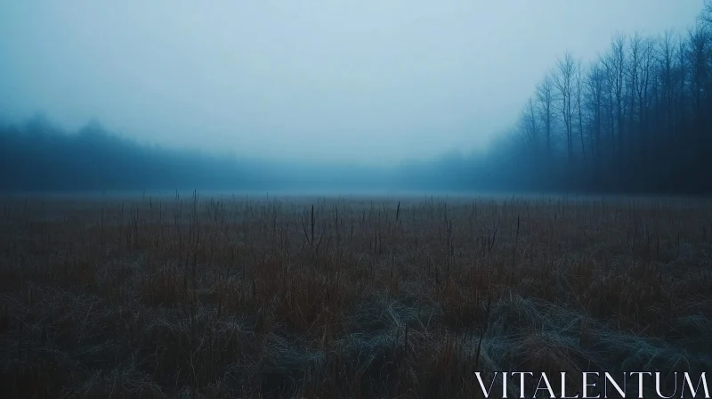 AI ART Serene Misty Field in Winter