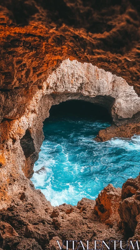 AI ART Stunning Coastal Cave with Turquoise Ocean