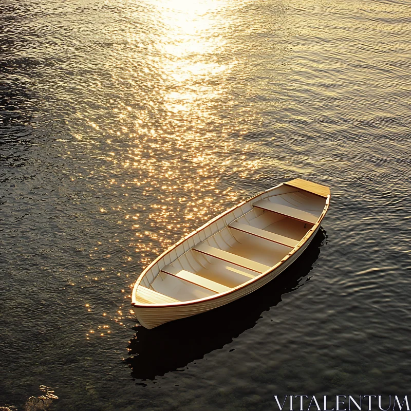 Tranquil Boat on Reflective Water AI Image