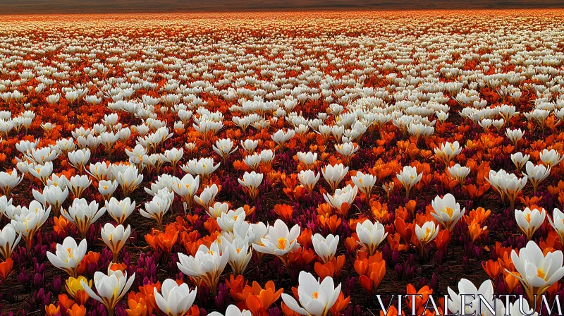 AI ART Crocus Flowers Covering A Wide Field