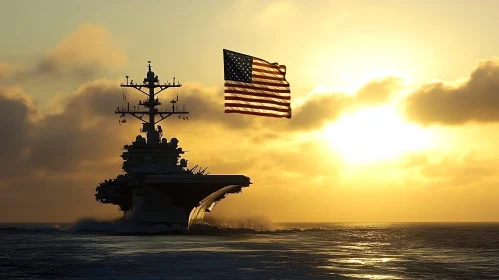 Sunset Serenity: Naval Power and Patriotism